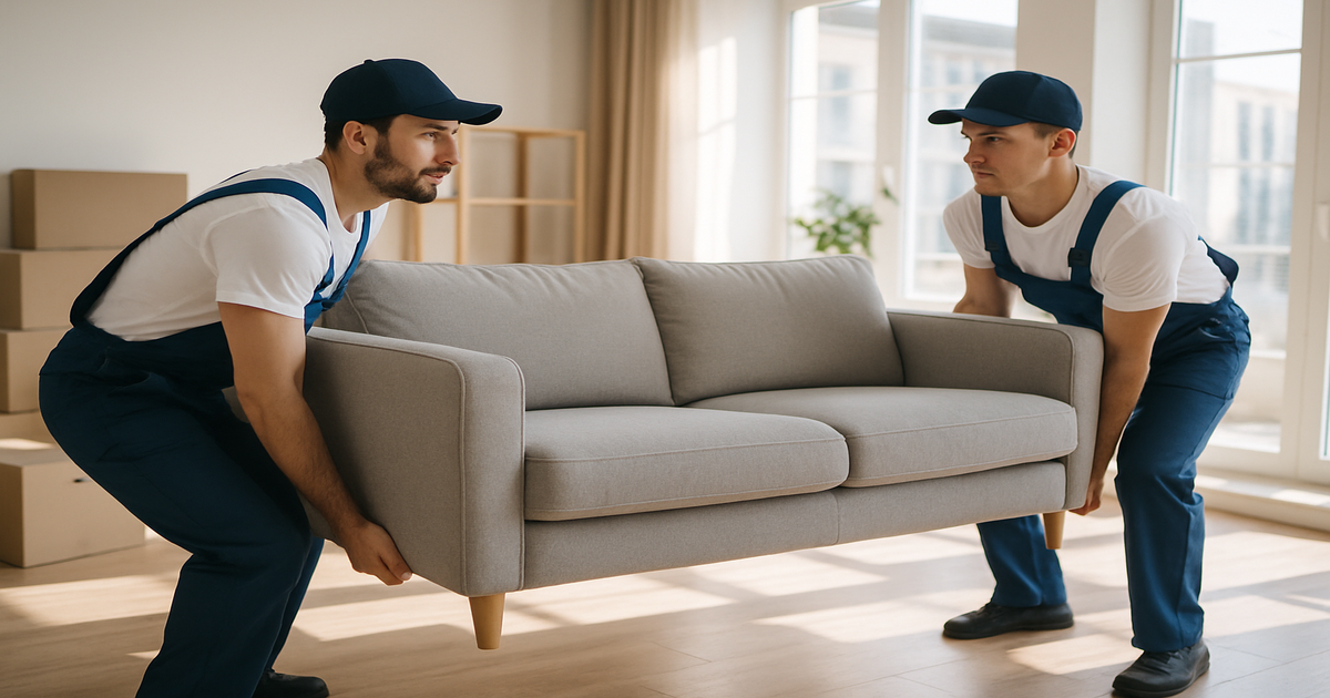 Umzugshelfer Mannheim beim professionellen Tragen von Möbeln
